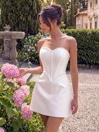 Melanthe White Strapless Corset Mini Dress Flowering Girl