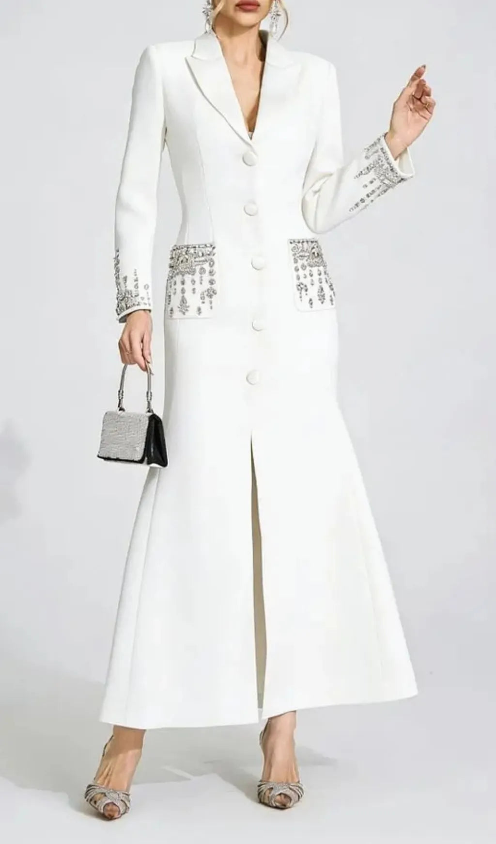 Simona White Diamond Embellished Maxi Dress Flowering Girl