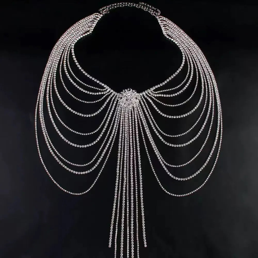 Carrick Crystal Body Chain Skirt In Silver Flowering Girl
