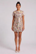 Silver Sequined Mesh A-Line Shift Dress Flowering Girl
