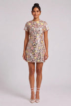 Silver Sequined Mesh A-Line Shift Dress Flowering Girl
