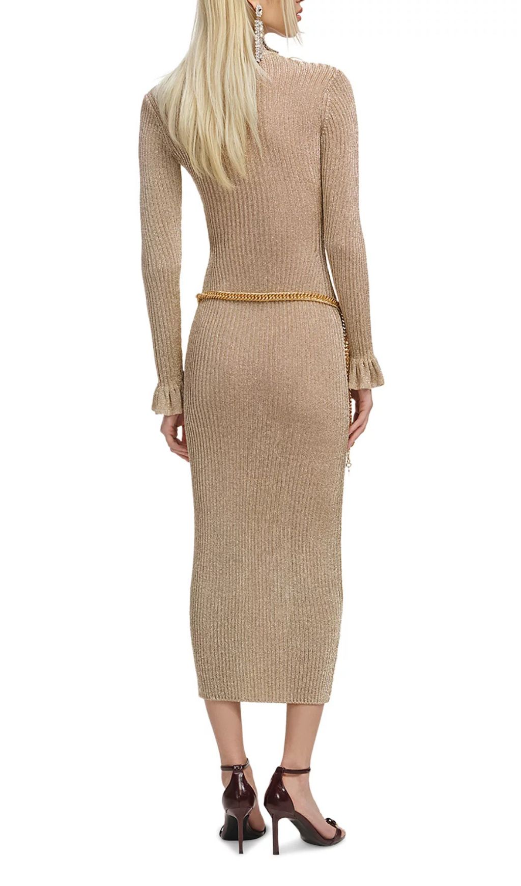 Ribbed Knit Midi Dress Flowering Girl