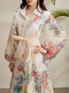 Maru Apricot Printed Maxi Dress Flowering Girl