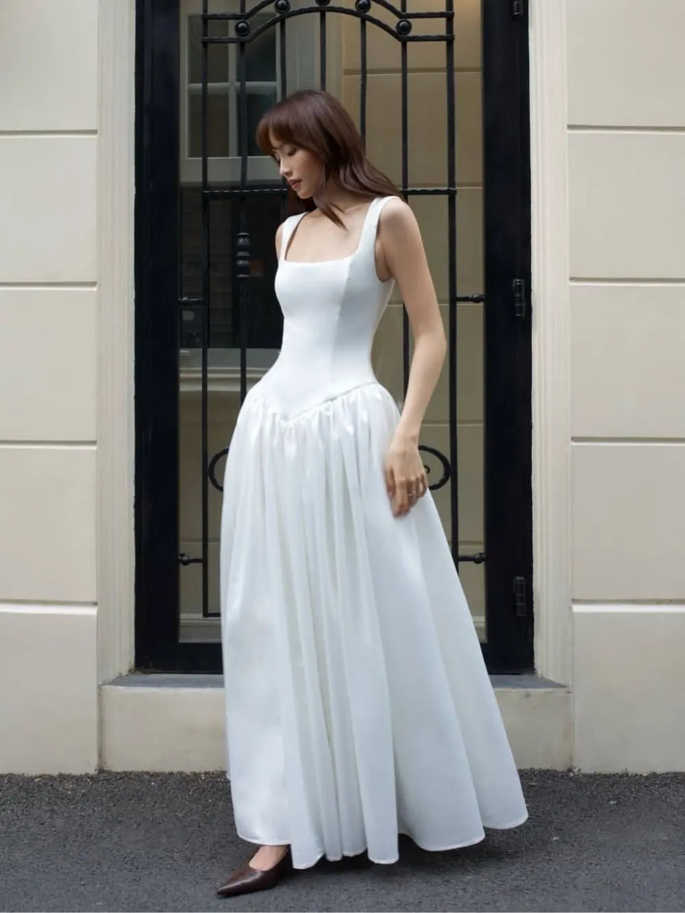 Masako White Strappy Maxi Dress Flowering Girl