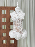 Mars Halter Flower Lace Mini Dress Flowering Girl