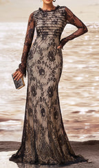 Chakra Black Lace Flower Maxi Dress Flowering Girl