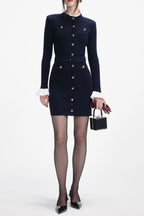 Carlin Navy Viscose Knit Mini Dress Flowering Girl