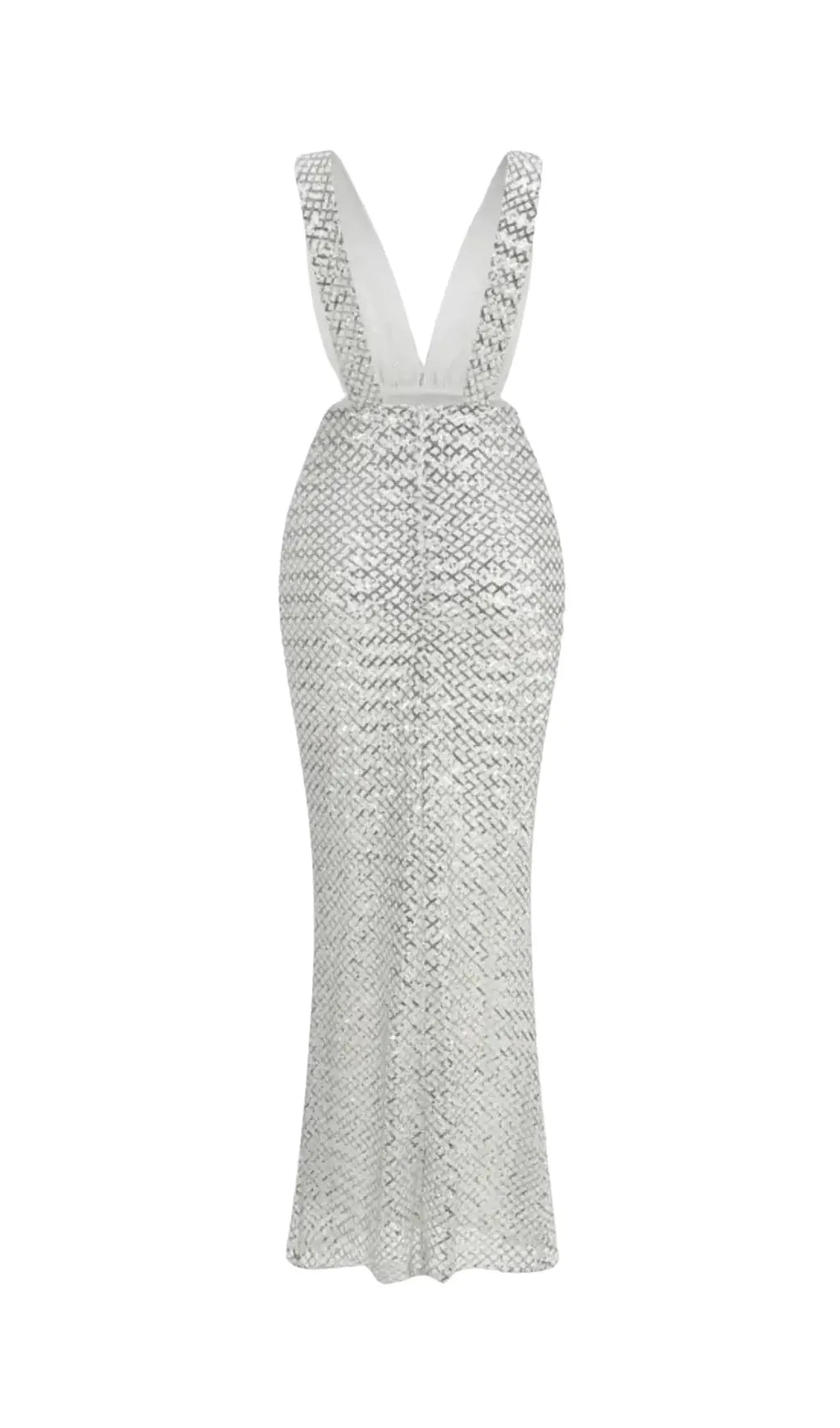 Sequin Maxi Dress With Satin Bow Detail - Light Grey Flowering Girl