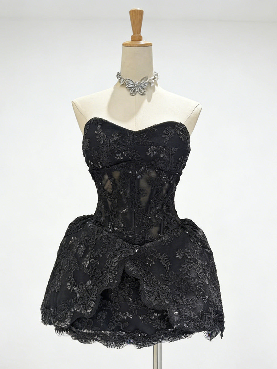 Lace Embroidered Bandeau Sleeveless Dress Flowering Girl