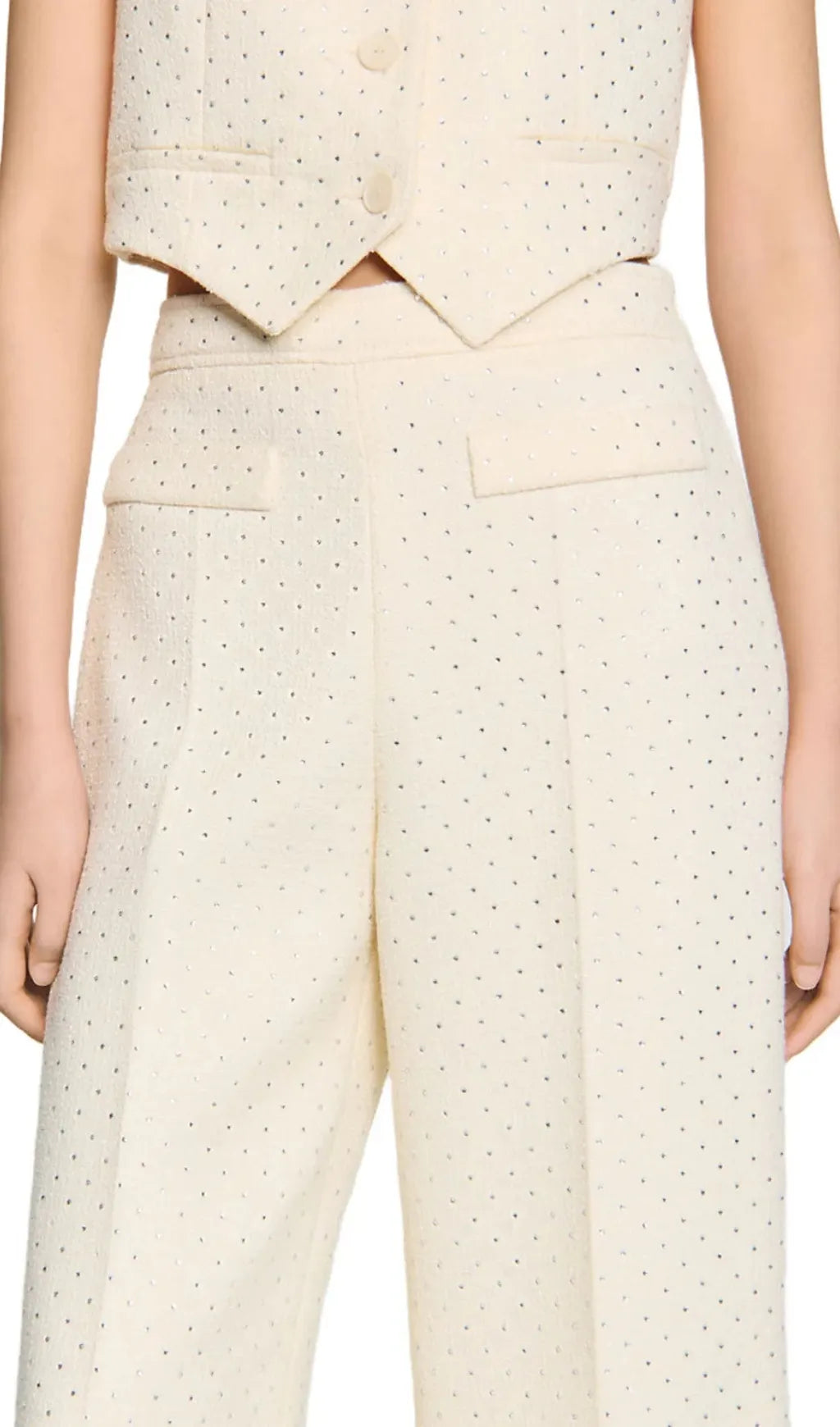 Tweed Rhinestone Trousers Flowering Girl