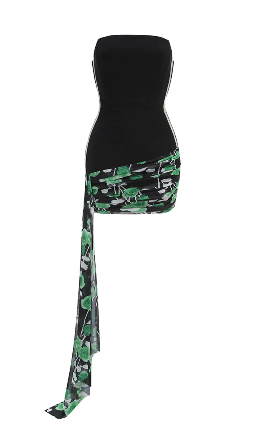 Bonita Black Floral Strap Mini Dress Flowering Girl
