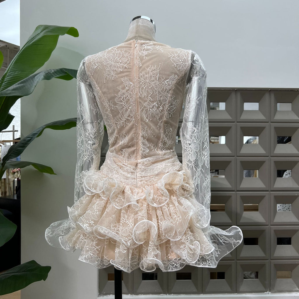 Glafira Long Sleeve Lace Mini Dress Flowering Girl