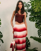 ashley Gradient Fringe Corset Two Piece Bandage Set Flowering Girl