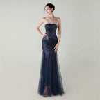 Sequin Strapless Tulle Maxi Dress Flowering Girl