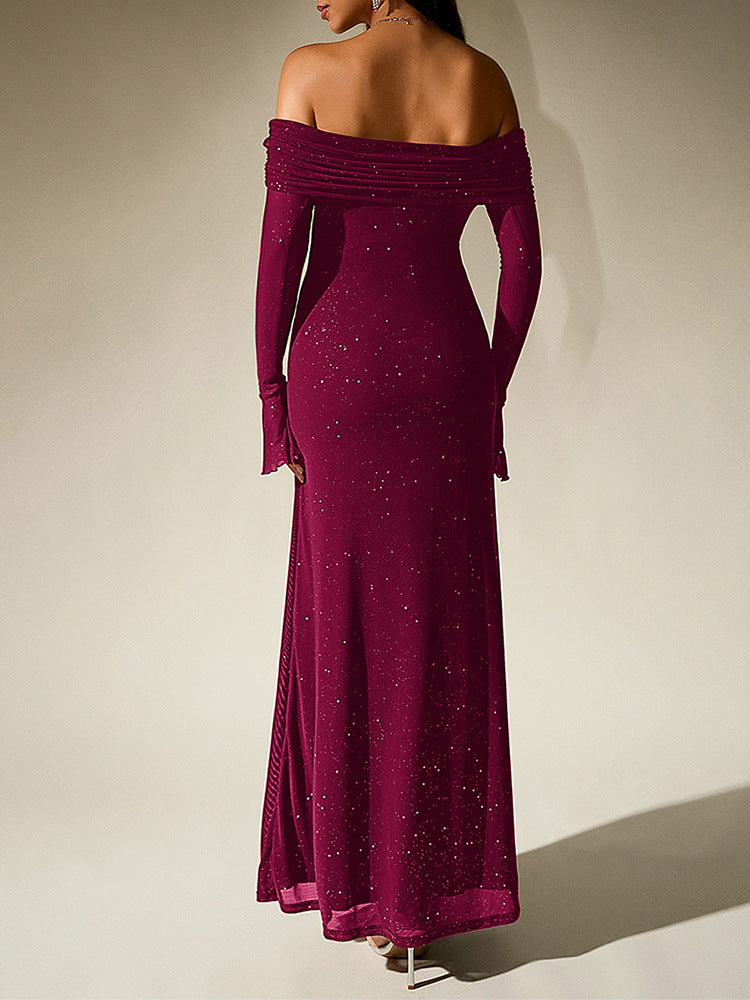 Sprinkled Strapless Long-Sleeved Maxi Dress Flowering Girl