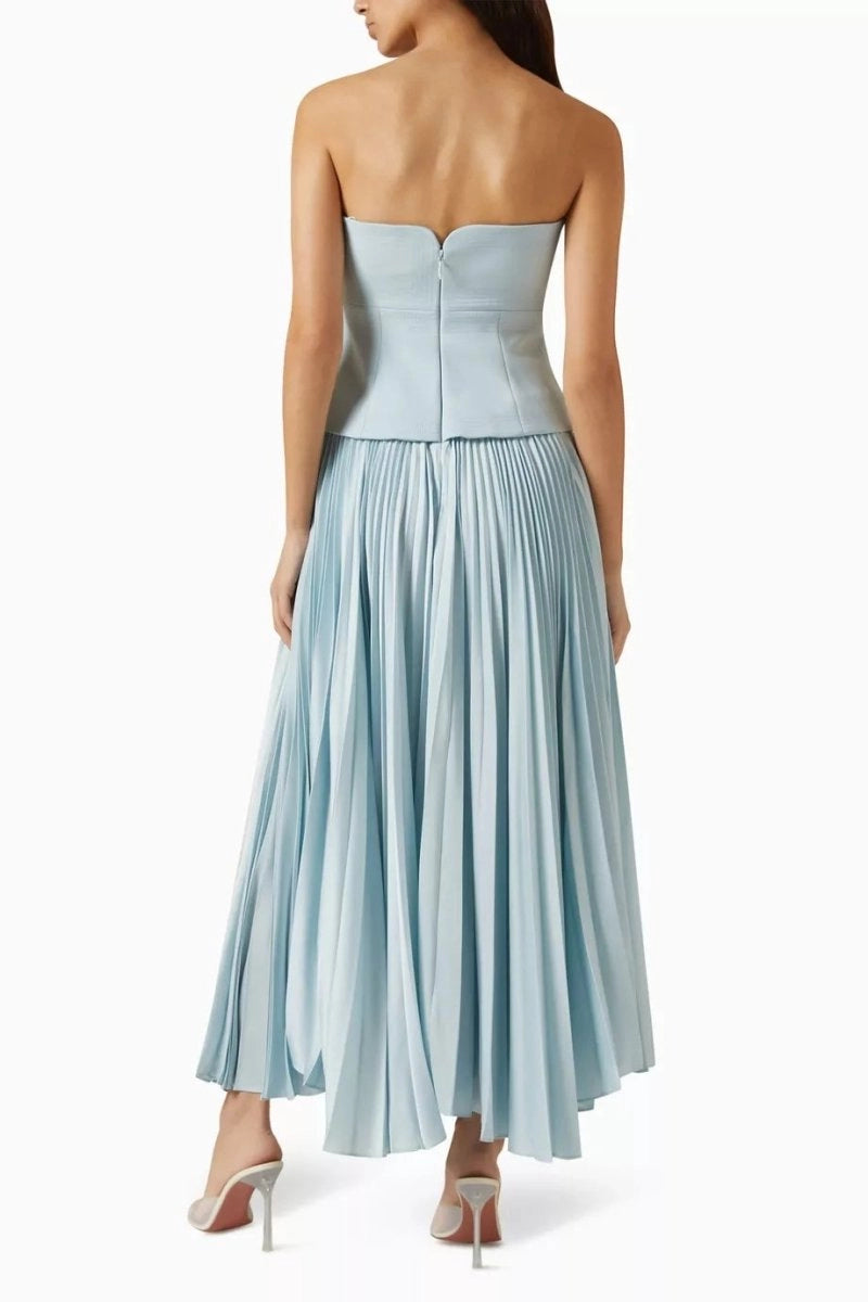 Sweetheart Neck Off-Shoulder Pleated Midi Dress Flowering Girl