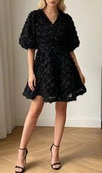 Lexy Flower Puff-Sleeve Mini Dress Flowering Girl