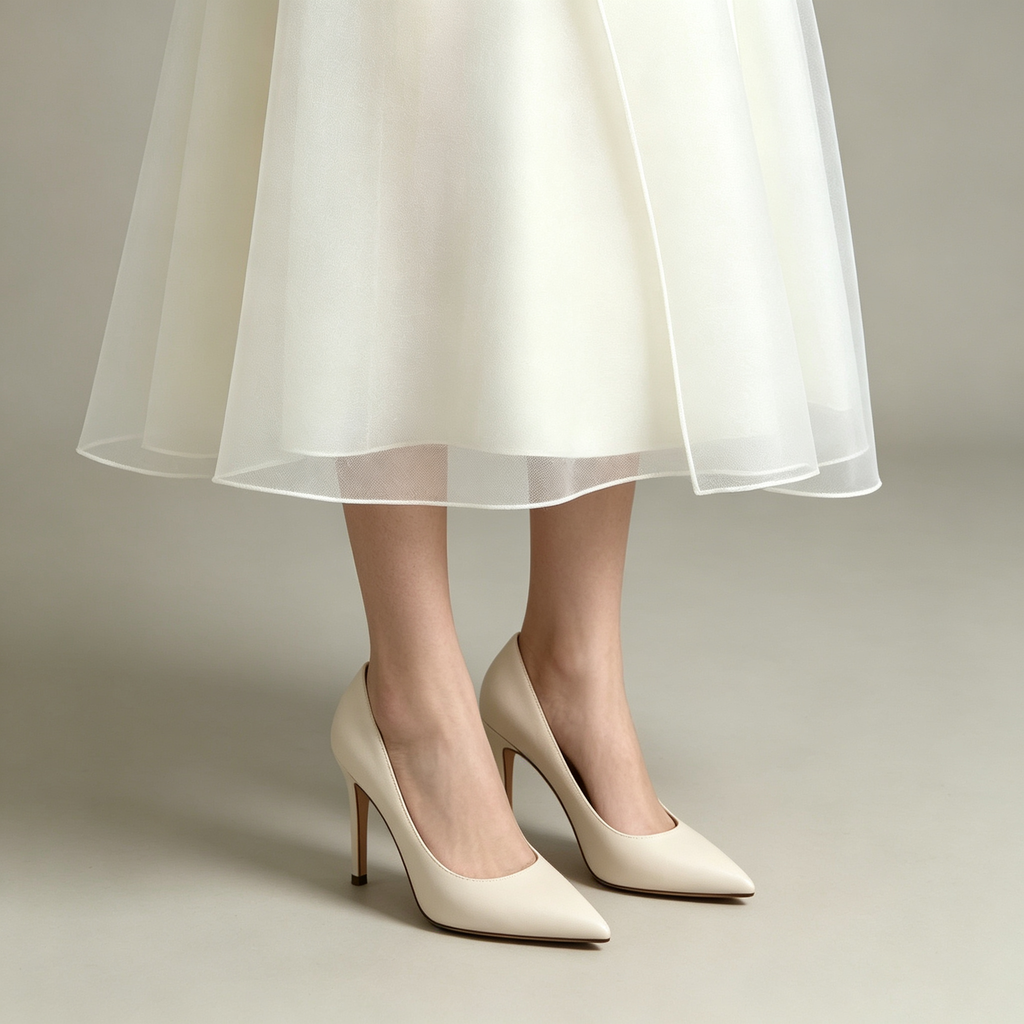 Strapless Layered Organza Midi Dress in white Flowering Girl