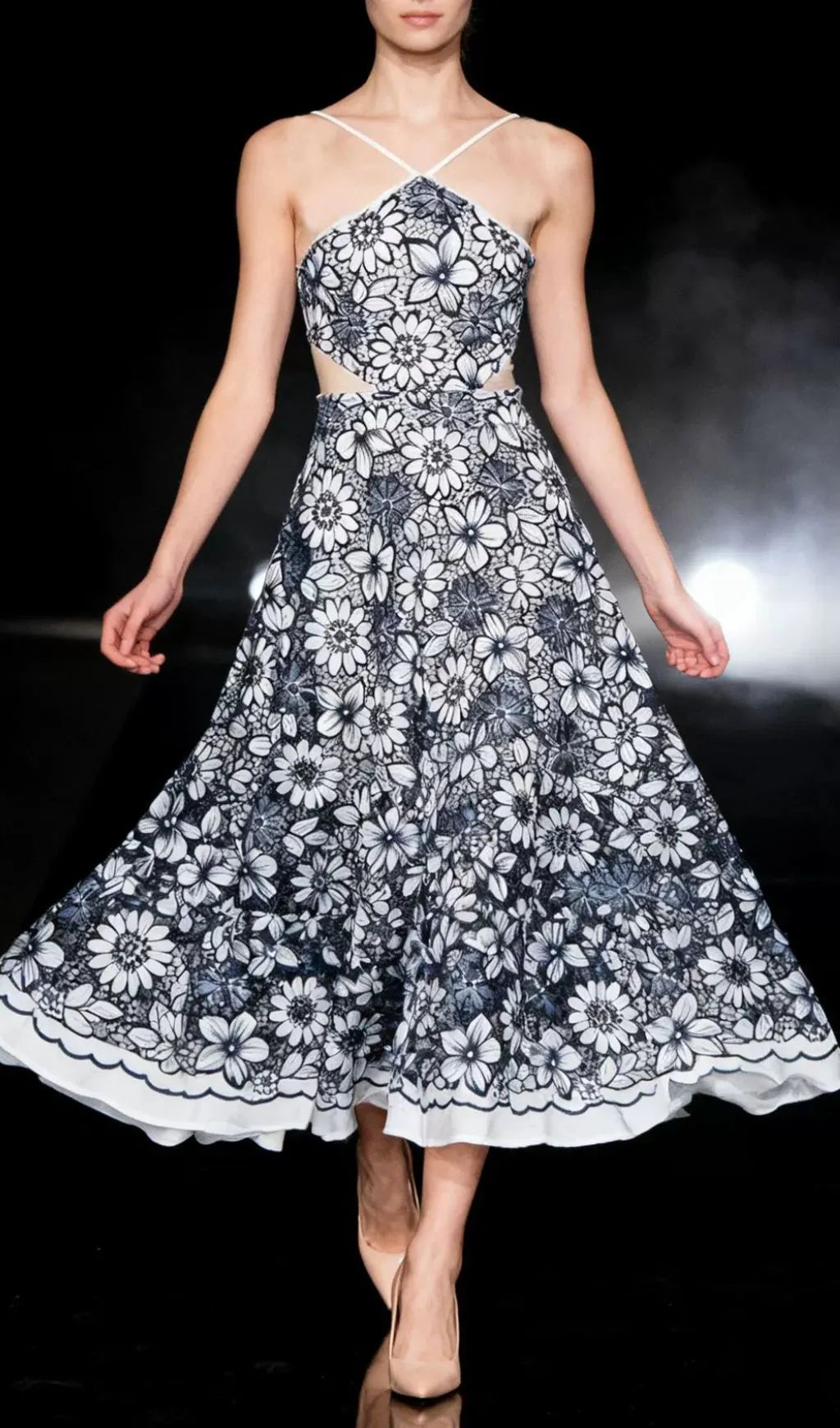 Aulaula Flower Embroidery Maxi Dress Flowering Girl