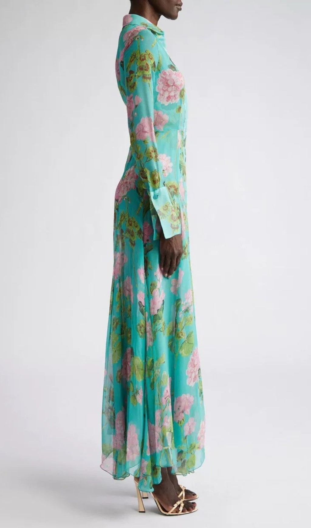 Baia Green Floral Long Sleeve Maxi Dress Flowering Girl