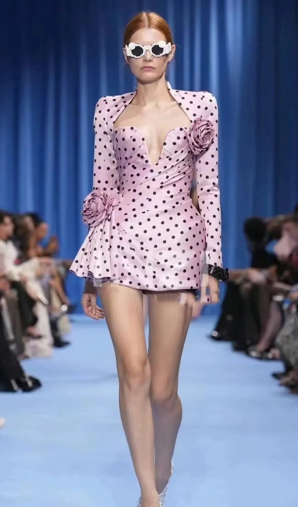 Polka Dots Short Printed Dress Flowering Girl