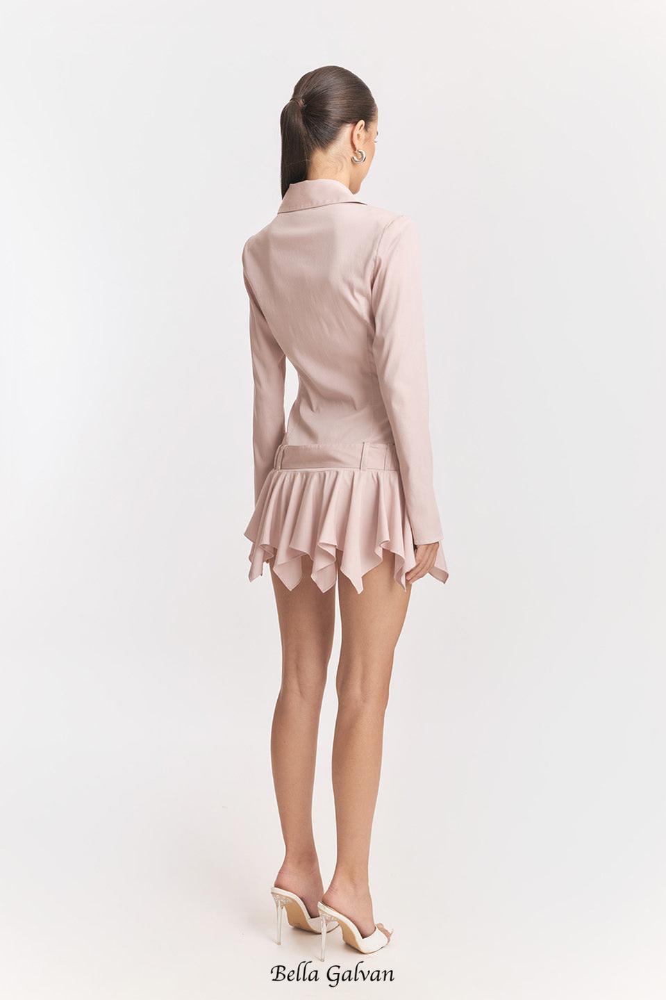 dinah Umbrella tail hem Shirt mini Dress in pink Flowering Girl