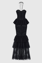 Adalira Halter Flower Lace Corset Maxi Dress Flowering Girl