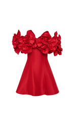 Etta Flower Strapless Mini Dress In Red Flowering Girl