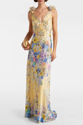 Aether Floral Ruffle Print Maxi Dress Flowering Girl