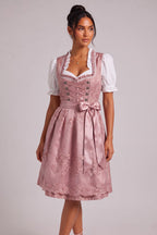 Dusty Pink Jacquard/Brocade Fit-And-Flare Dirndl Set Flowering Girl