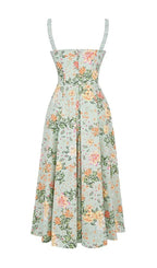 Light Jade Print Bustier Sundress Flowering Girl