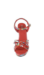 Kynthia Red Floral Printed Heels Flowering Girl