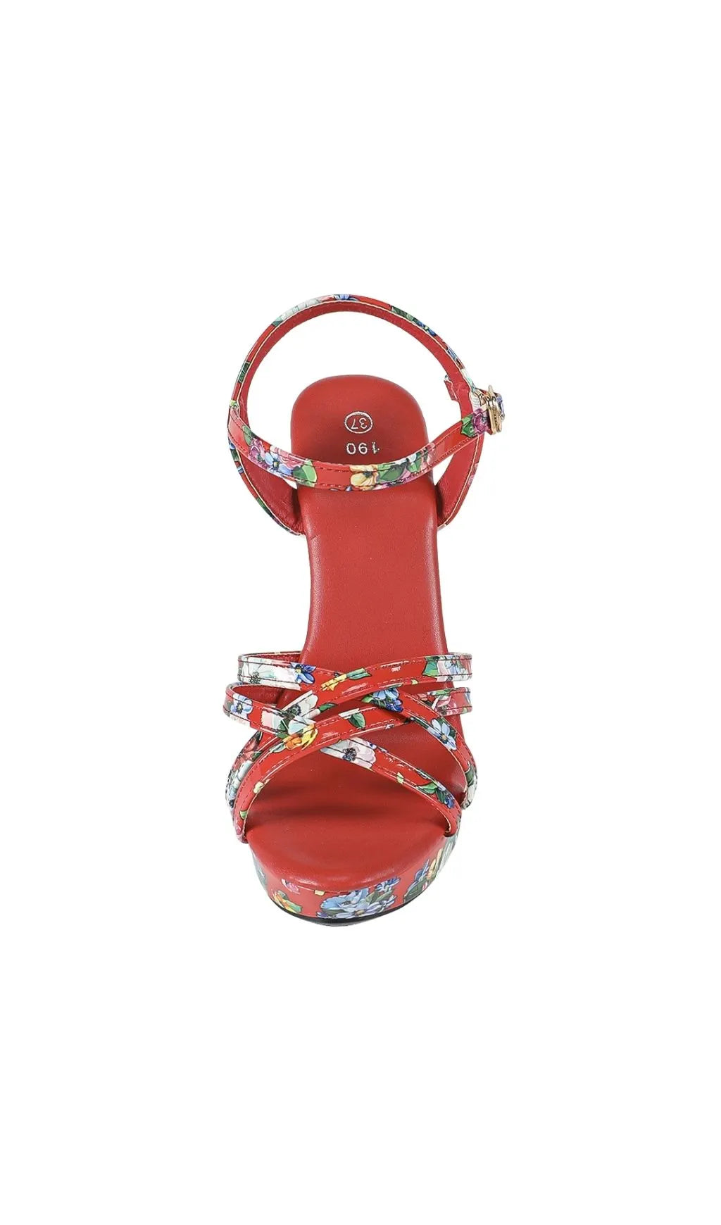 Kynthia Red Floral Printed Heels Flowering Girl