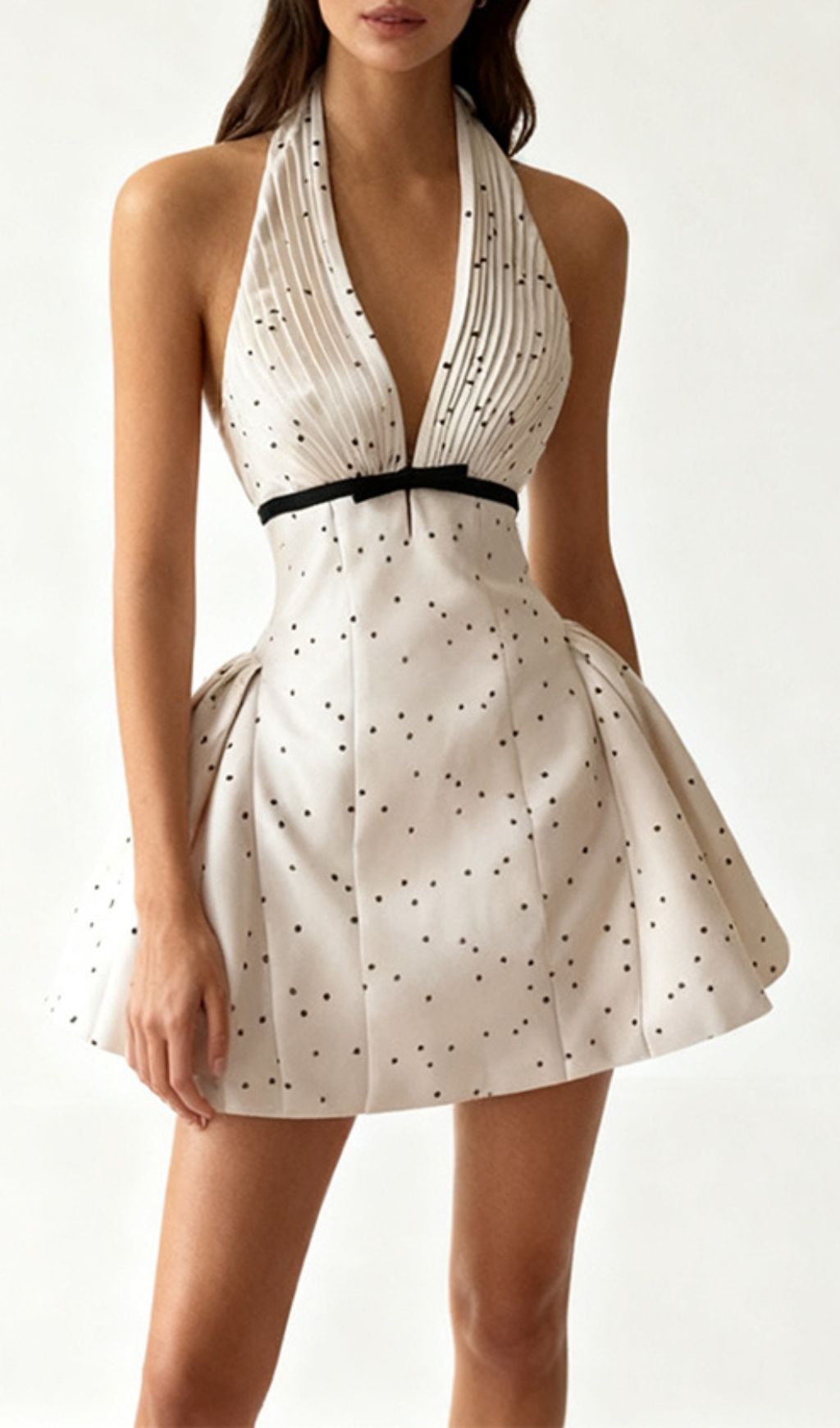 Isamar Halter V-Neck Dot Mini Dress Flowering Girl