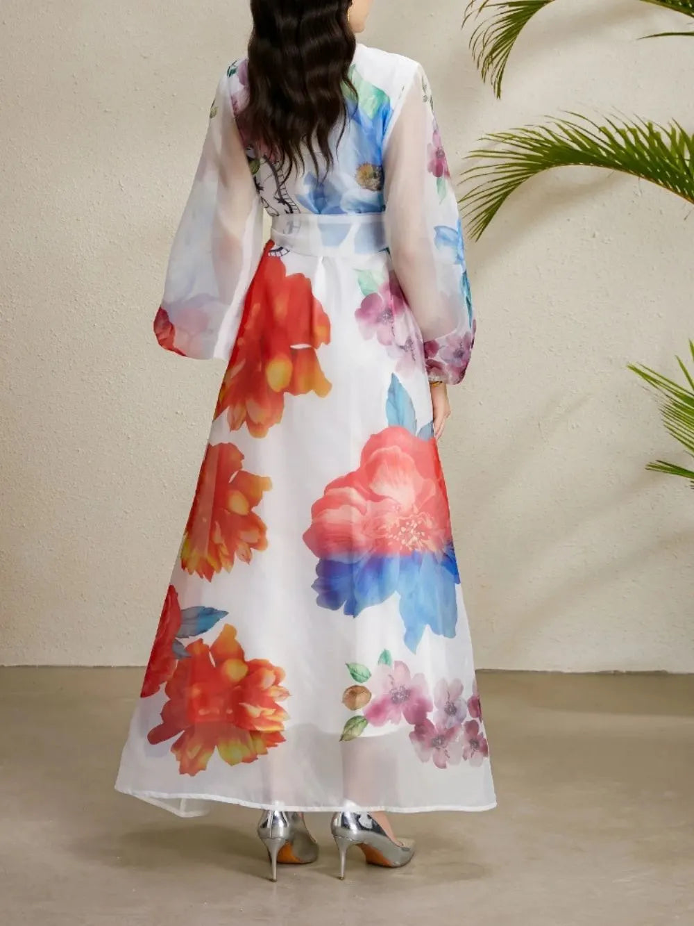 Maru White Printed Maxi Dress Flowering Girl
