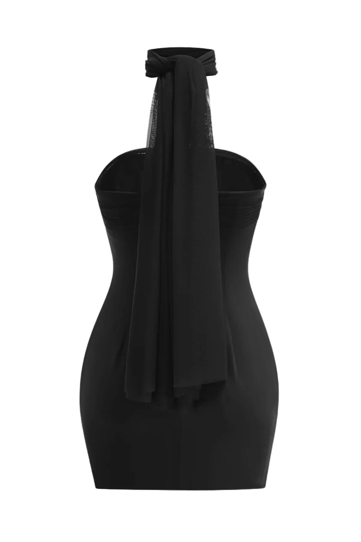 Asat Strapless Wrap Mini Dress - Black Flowering Girl