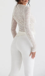 Ivory Floral Lace Trim Top Flowering Girl