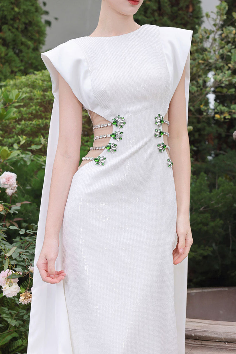 Stunner Sheath Symmetric Flap Sequin Maxi Dress Flowering Girl