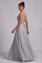 Silver Tulle A-Line Evening Gown Flowering Girl
