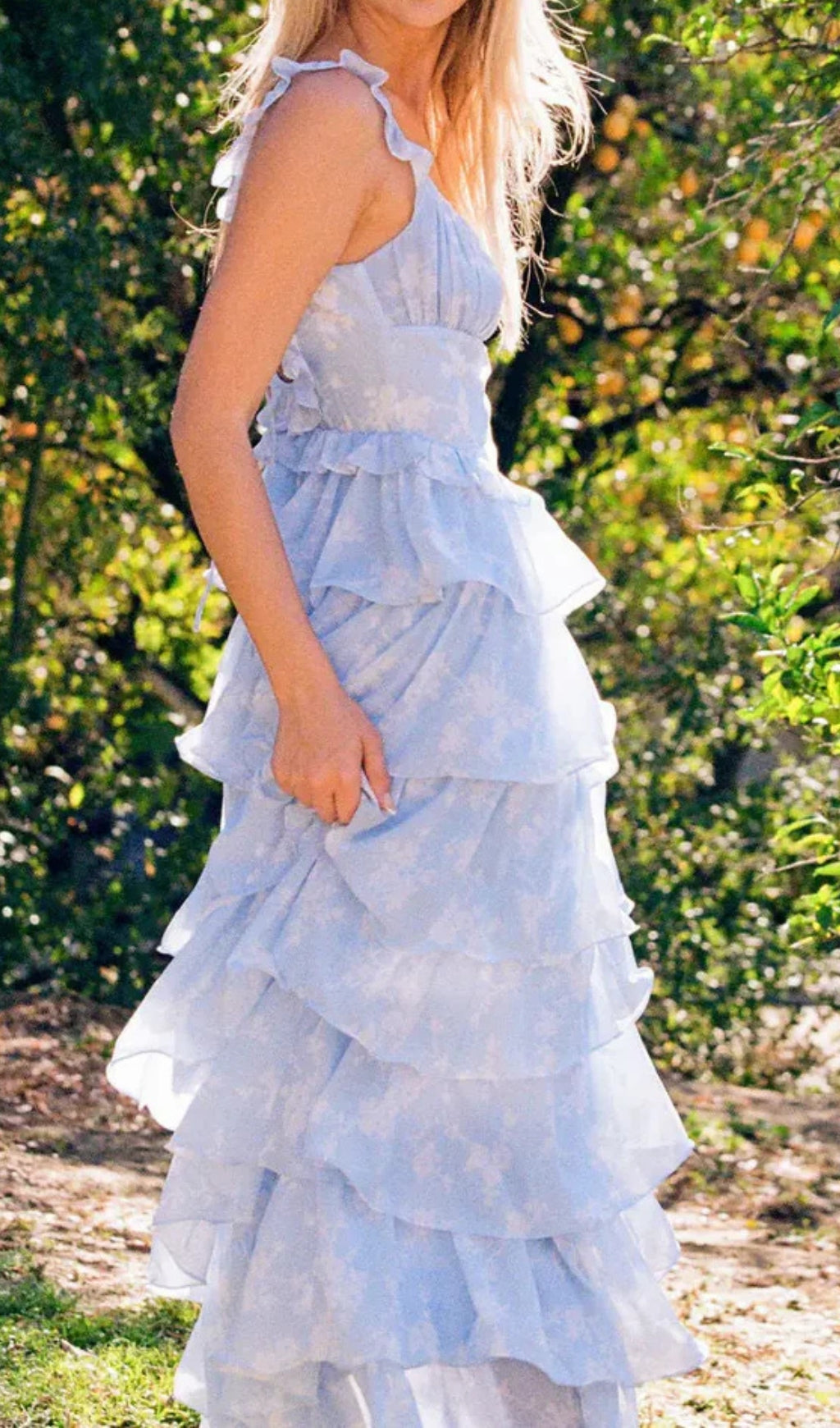 Eulalia Blue Printed Layered Maxi Dress Flowering Girl