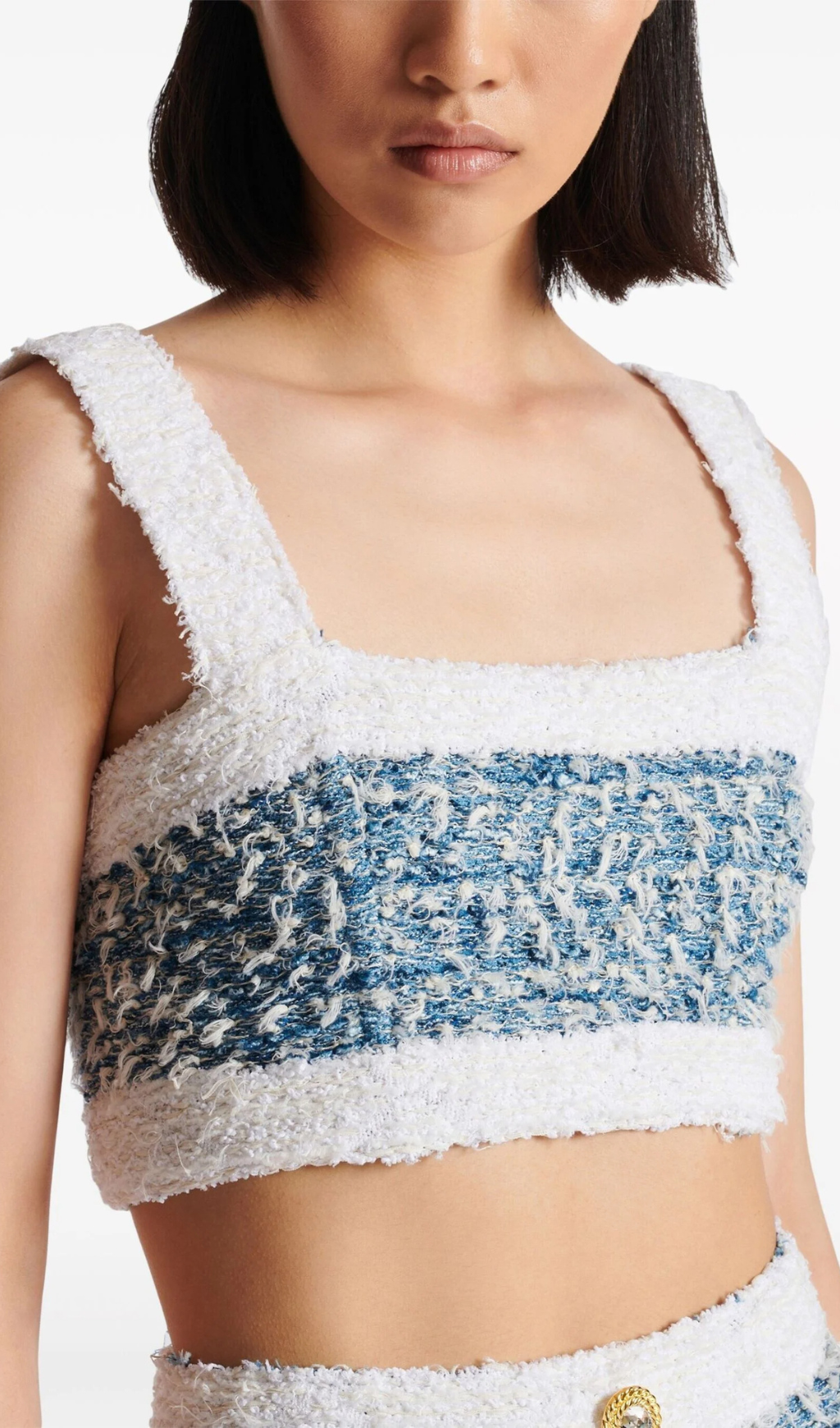 BLUE TWEED CROP TOP Flowering Girl