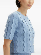 Blue Geometric Circle Pattern Cardigan Skirt Two-Piece Set Flowering Girl