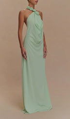 Eun Green Halter Flower Maxi Dress Flowering Girl