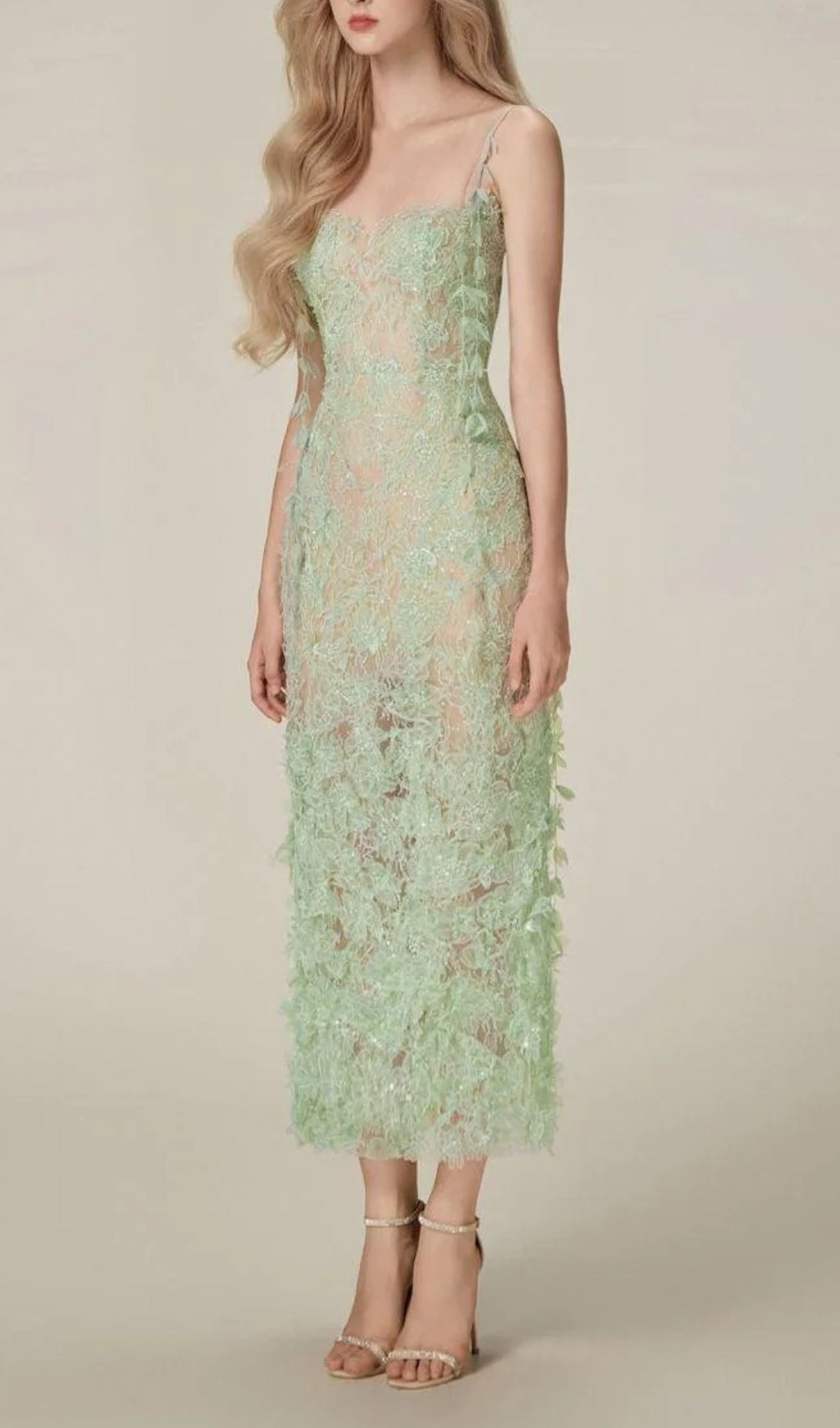 Argo Green Bead Lace Pencil Dress Flowering Girl