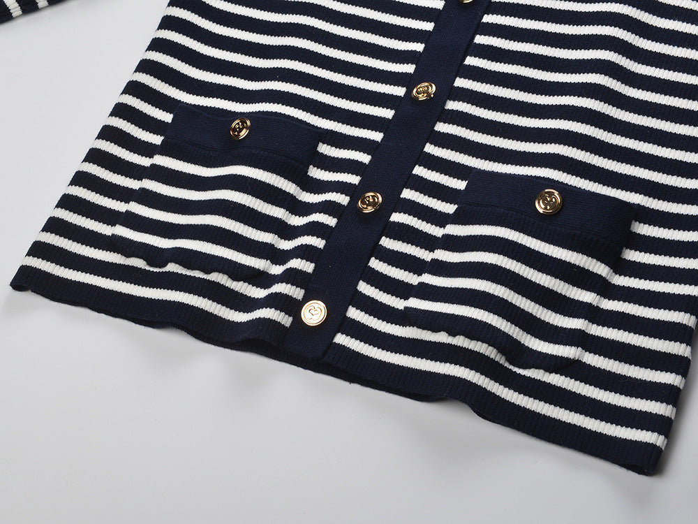 Striped Polo Cardigan Flowering Girl