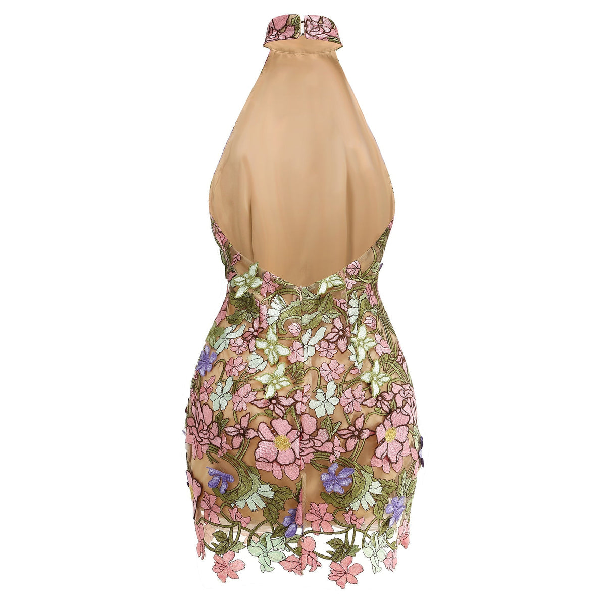 Ursula Floral Print Halter Neck Mini Dress Flowering Girl