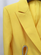 Yellow Double Breasted Pantsuit Flowering Girl