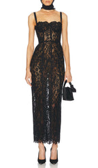 Elata Black Lace Maxi Dress Flowering Girl