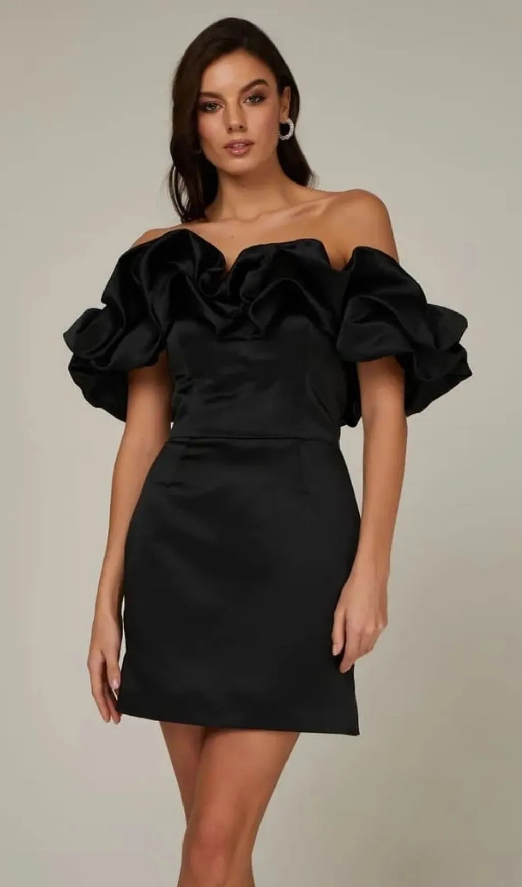 Dolores Ruffled Strapless Off-Shoulder Mini Dress -White Flowering Girl