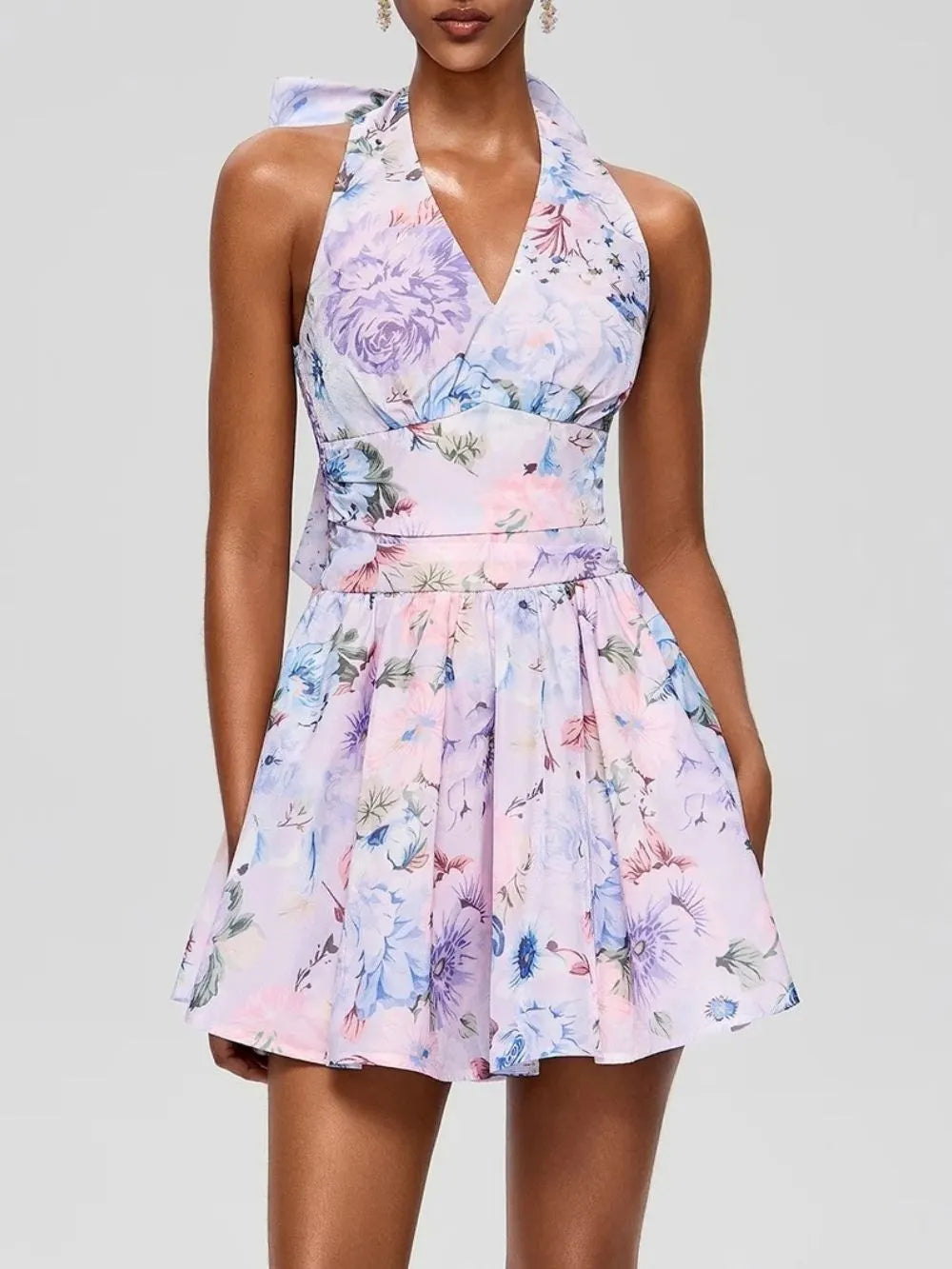 Fleur Halterneck Floral Mini Dress Flowering Girl